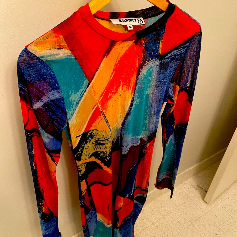 Sammy B abstract sheer mesh dress NWOT